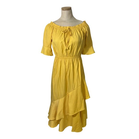 Marco De Pieri dress women's S yellow flowy lightweight Made in Italy - Picture 1 of 8